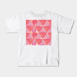 Palm Leaves And Geometric Forms Background Pattern Seamless Kids T-Shirt